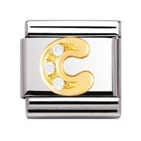 Nomination -18ct Gold And CZ Initial \'C\' Link Charm 030301/03