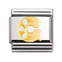 Nomination -18ct Gold And CZ Initial \'G\' Link Charm 030301/07
