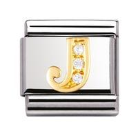 Nomination -18ct Gold And CZ Initial \'J\' Link Charm 030301/10