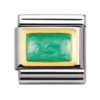 Nomination - 18ct Gold \'Green Glitter Rectangle\' Charm 030206/24