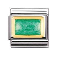 nomination 18ct gold green glitter rectangle charm 03020624