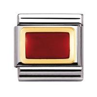 nomination 18ct gold red rectangle charm 03020612