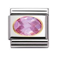 nomination cz 18ct gold pink charm 030601003