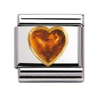 nomination stones hearts with 18ct gold amber charm 03050101