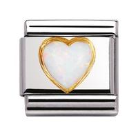 nomination stones hearts with 18ct gold white opal charm 03050107