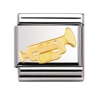 nomination stainless steel with 18ct gold trumpet charm 03011704