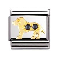nomination stainless steel with 18ct gold and cz black dog charm 03030 ...