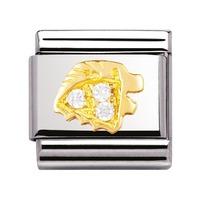 nomination stainless steel with 18ct gold and cz leo charm 03030205