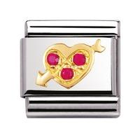 nomination stainless steel with 18ct gold and cz red heart with arrow  ...