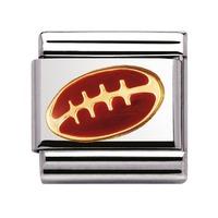 Nomination - Stainless Steel With Enamel And 18ct Gold \'American Football\' Charm 030203/09