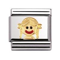 Nomination - Stainless Steel With Enamel And 18ct Gold \'Baby Girl\' Charm 030209/37