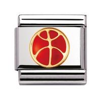 Nomination - Stainless Steel With Enamel And 18ct Gold \'Basket Ball\' Charm 030203/08