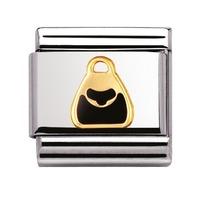 Nomination - Stainless Steel With Enamel And 18ct Gold \'Black Bag\' Charm 030208/10