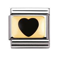 Nomination - Stainless Steel With Enamel And 18ct Gold \'Black Heart\' Charm 030207/23