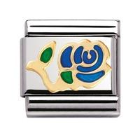 Nomination - Enamel And 18ct Gold \'Blue Rose\' Charm 030214/02