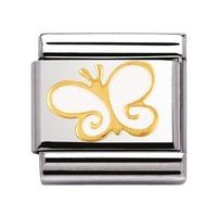 Nomination - Stainless Steel With Enamel And 18ct Gold \'Butterfly\' Charm 030278/03