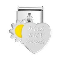 nomination sterling silver with enamel heart and sun charm 03170028