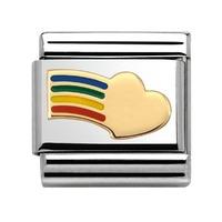 nomination enamel and 18ct gold rainbow heart charm 03028312