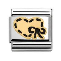 nomination enamel and gold 18ct black heart with bow charm 03025345