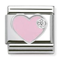 nomination enamel cz sterling silver pink heart charm 33030502