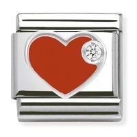 Nomination - Enamel, CZ & Sterling Silver \'Red Heart\' Charm 330305/01