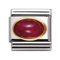 nomination oval semiprecious stones with 18ct gold ruby charm 03050410