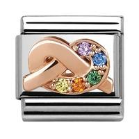 nomination 9ct rose gold rainbow knot charm 43030211