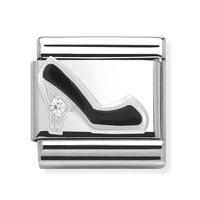 nomination enamel cz sterling silver black stiletto charm 33030509