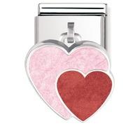 nomination sterling silver with enamel double heart charm 03170007