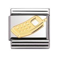 nomination stainless steel with 18ct gold cell phone charm 03010811
