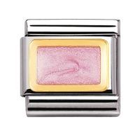 nomination 18ct gold pink glitter rectangle charm 03020623