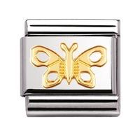 nomination stainless steel with 18ct gold butterfly charm 03011402