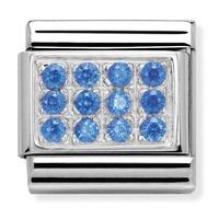 nomination pave cz sterling silver blue charm 33030704