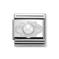 Nomination Composable Classic Silver and White Pearl Lace Charm
