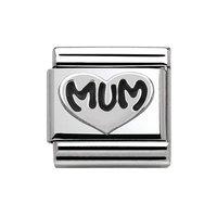 Nomination Composable Classic Oxidised Silver Heart Mum Charm