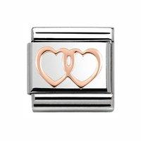 Nomination Composable Classic 9ct Rose Double Heart Charm