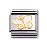 nomination composable classic 18ct gold and white enamel butterfly cha ...