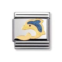 Nomination Composable Classic 18ct Gold and Blue Enamel Dolphin Charm
