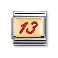 Nomination Composable Classic 18ct Gold and Red Enamel 13 Charm