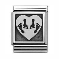 Nomination Composable Big Stainless Steel Hearts and Footprints Charm