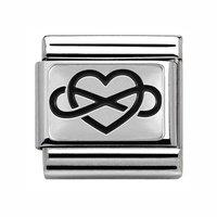 Nomination Composable Classic Raised Oxidized Silver Infinity Heart Charm