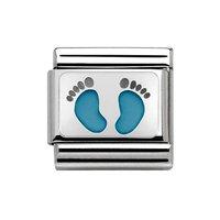 nomination composable classic silver blue footprints charm