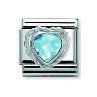 Nomination Composable Classic Faceted Light Blue Zirconia Heart Charm