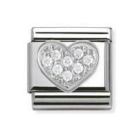 Nomination Composable Classic Silver and White Zirconia Heart Charm