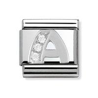 Nomination Composable Classic Silver and Zirconia Letter A Charm