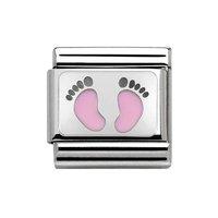 Nomination Composable Classic Silver Pink Footprints Charm