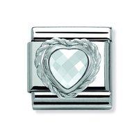 Nomination Composable Classic Faceted White Zirconia Heart Charm