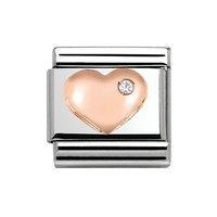 Nomination 9ct Rose Gold Composable Classic Zirconia Raised Heart Charm