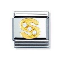 Nomination Composable Classic 18ct Gold Letter S Zirconia Charm
