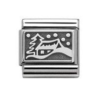 Nomination Composable Classic Silver Oxidised Snow House and Tree Charm